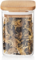 Steklena posoda za suhe živila 200 ml z bambusovim pokrovom in tesnilom