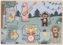 FREE2PLAY lesena vstavljanka z zvoki – živali iz džungle