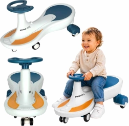 Otroško gravitacijsko poganjalno vozilo Swing Fix S4 z LED-kolesi in glasbo – Modro-bela