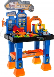 Interaktivna avtomehanična delavnica 4 v 1 za otroke 3+ s stolom, avtopralnico, bencinsko črpalko, avtomobilčkom in vrtalnikom
