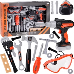 Velik set za male mojstre s svedrom, kladivom in ključem