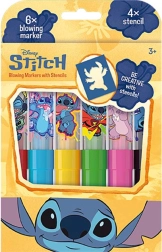 Pihalne flomastri Lilo & Stitch – set 6 barv s šablonami