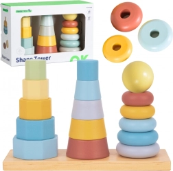 Tooky Toy leseni stolp za razvrščanje – Montessori trije stolpi