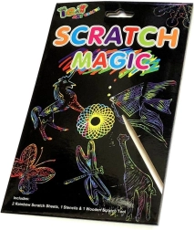 Mavrični praskalni listi z šablonami in lesenim peresom