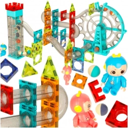 Magnetna konstrukcijska sestavljanka s krogličnim toboganom in glasbo, 118 delov