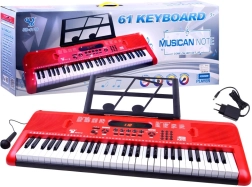 Elektronski klaviaturni instrument s 61 tipkami z mikrofonom – rdeč