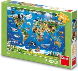 Dino puzzle zemljevid živali – 100 XL kosov