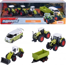Majorette Claas Farm set 5 vozil – traktorji, prikolica in Volkswagen