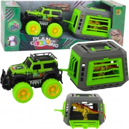 Terensko vozilo s kletko in dinozavrom T-Rex