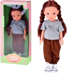 Lovely Girl punčka s satenastimi kitkami v športnih oblačilih 33 cm