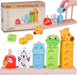 Lesena igra za zlaganje z živalmi za učenje barv in števil