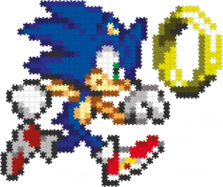 Jixelz Remix plastična pixel art sestavljanka Sonic in zlat prstan