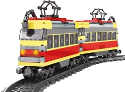 Združljiva baterijska tramvajska gradbena igra s tiri, 724 kosov