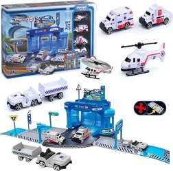Woopie tematski set policijske postaje na letališču z avtomobili in helikopterjem, 37 delov