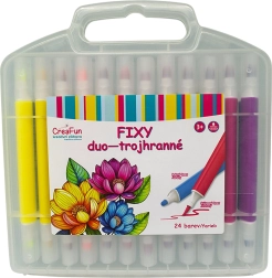 CreaFun flomastri Duo trikotni, 24 barv