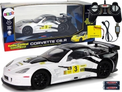 RC avto CORVETTE C6.R 1:18 bel s svetili 2,4 GHz