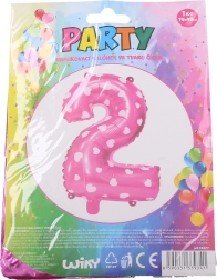 Napenljiv balon v obliki številke 1 s srčki – Rožnata