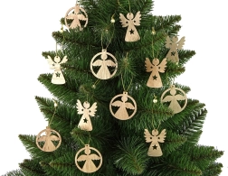 Božične lesene okraske angelčki za jelko 12 kos