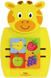 VIGA montessori lesena manipulativna deska v obliki žirafe s certifikatom FSC