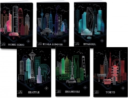 Šolski zvezek A4 Premium Metallic z motivom mest