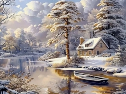 Diamantno slikanje zimska koča
