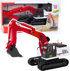 Gumijasti gosenicni bager z vrtljivo kabino in gibljivo žlico