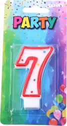 Zabavna svečka številka sedem rdeča