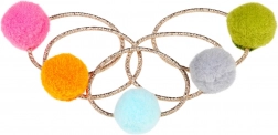 Elastike za lase z barvnimi cofki - 5 kosov