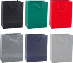 Darilna vrečka z vtisnjenimi kvadrati 23 × 18 × 10,5 cm