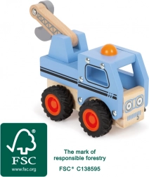 Leseni vlečni tovornjak small foot s premičnim žerjavom