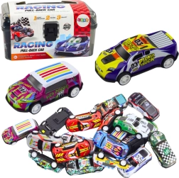 Set of 25 metal toy cars in a case with a road play mat