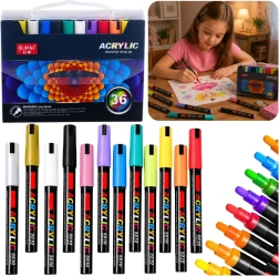 Set of waterproof acrylic paint markers in a case (36 pcs)