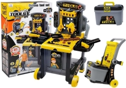 Otroška delovna miza 3v1 z vozičkom in kovčkom za orodje