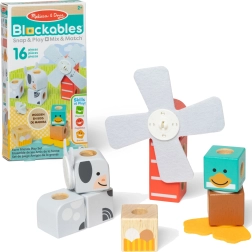 Lesene magnetne gradbene kocke Blockables Kmetija 16 kosov MELISSA & DOUG