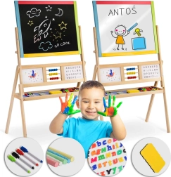 Velika magnetna vrtljiva kredna tabla z zabavno uro RICOKIDS – večbarvna