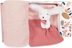 Darilni komplet Happy Zajček: Pled in Rožnati Crkljavec