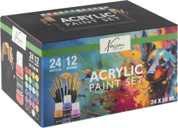 Set akrilnih barv 24 kos s 12 čopiči