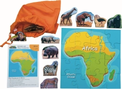 Lesena sestavljanka Afrika in njene živali