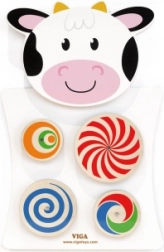 VIGA lesena manipulativna tabla kravica Montessori FSC