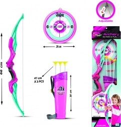 Rožnata lokostrelska set za otroke s pripomočki