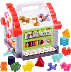 Interaktivna hišica – glasbena vstavljanka oblik in živalic za otroke 18+ mesecev