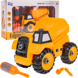 Sestavljiv gradbeni mešalnik za otroke 3+ z izvijačem in 3 nastavki – Betonski mešalnik