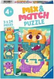 RAVENSBURGER sestavljanka Mix & Match: ljubki dinozavri 3×24 kosov