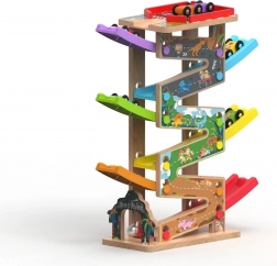Velika lesena dirkalna steza s 6 klancami za otroke