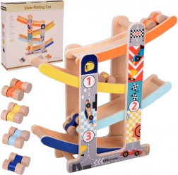 Lesena zabavna avtomobilska steza s toboganom