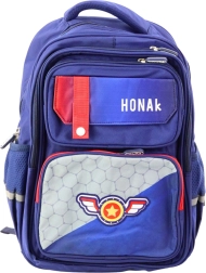 Šolski nahrbtnik z našitkom in prsnim trakom moder 20 l