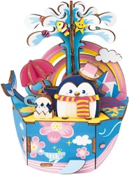 Leseno 3D puzzle Glasbena skrinjica Pingvin v oceanu