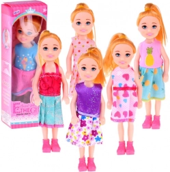 Mini punčka 13 cm v barvitih oblekicah