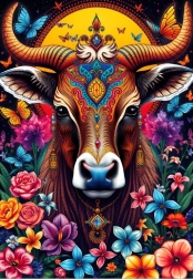 Sestavljanka Krava in skrivnost cvetov 1000 kosov