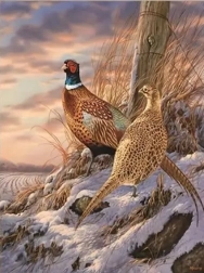 Diamantno slikanje fazani pozimi 30 × 40 cm